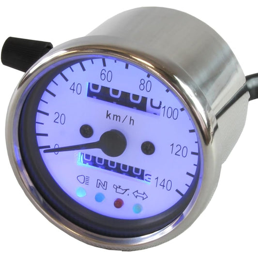 Rise Corporation Motorcycle Speedometer with LED Backlight Function 140km/h Mechanical 60 Pie White T07Z9990006WH