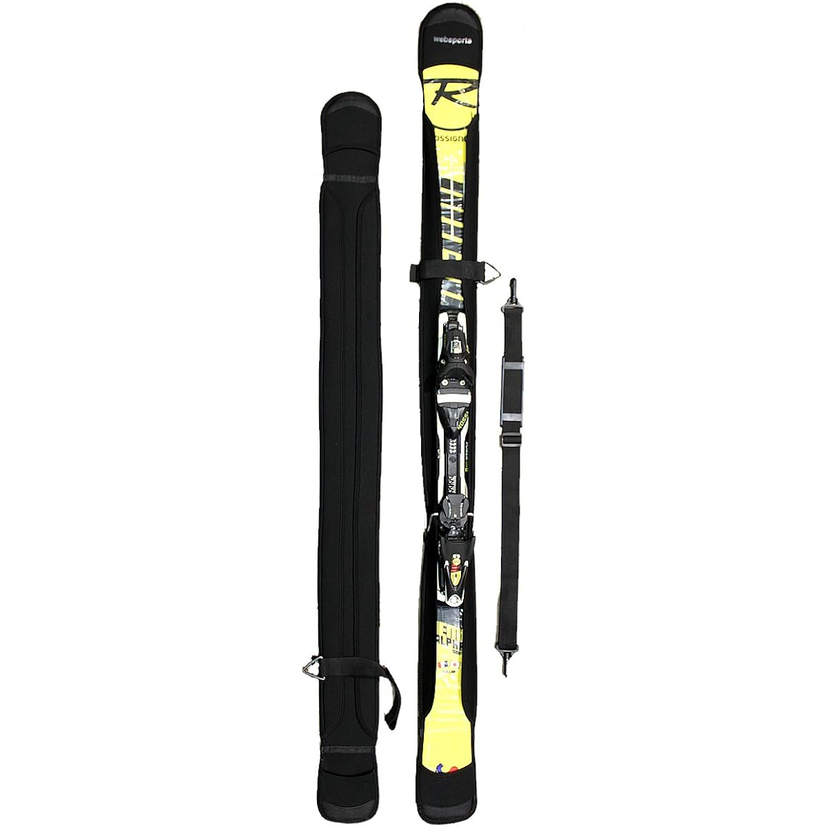 websports Ski Sole Cover FAT For Fat Skis, Compatible with 165-180cm, Shoulder Belt Included, Left and Right Separate Sole Guards, Ski Case 25637