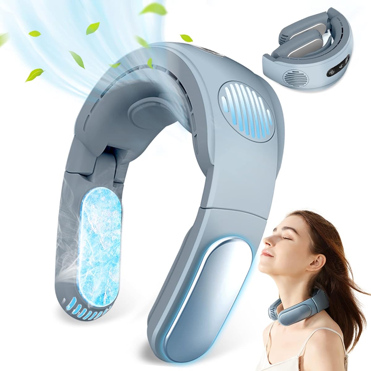 Favoreal Neck Fan, Neck Cooler, 2024 New Edition, With Cooling Plade, Portable Fan, Neck Cooler, No Feathers, 5,000 mAh, Large Capacity, USB Rechargeable, 3 Levels of Air Volume, Quiet Design, Neck