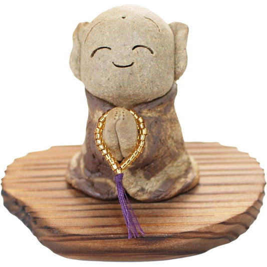 Mini Urn Made in Japan Arita Ware Prayer Jizo Solid with Muffler Ashes Container Pedestal