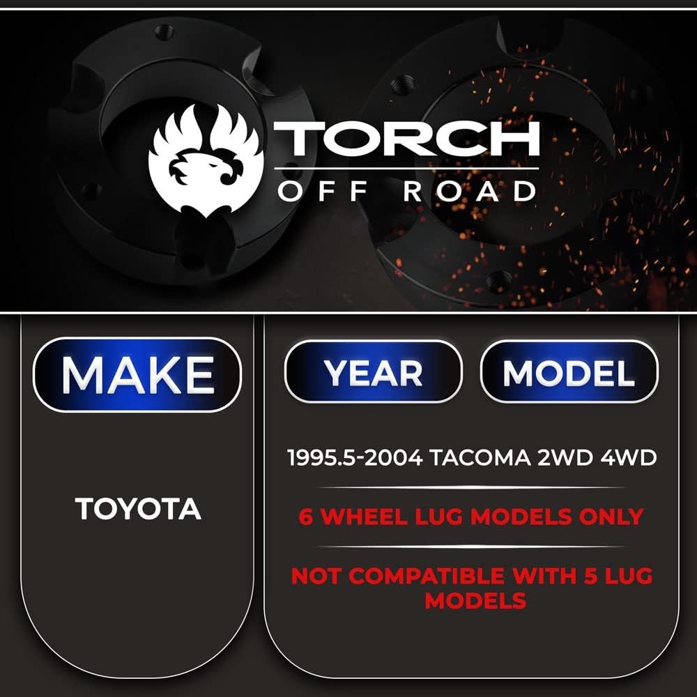 TORCH 3 -inch front 2 inch Rear -planning lift kit 1995-2004 Toyota Takoma 2WD 4WD TRD SR5 -Lag Heal Bolt Pattern only with 6 models