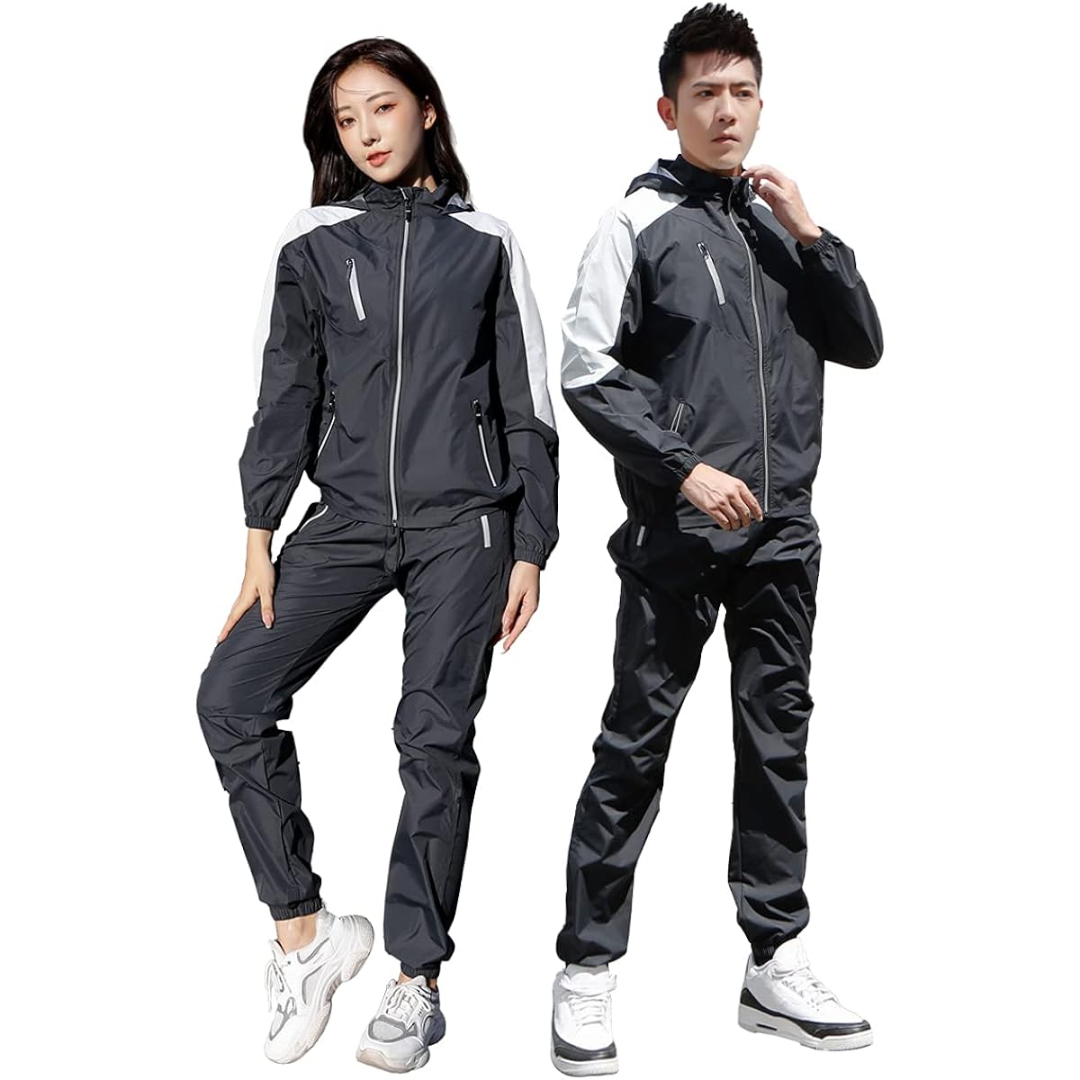 [Fitvc] Sauna Suit for Men and Women [Lots of Sweating, Diet] Washable, Stylish, Unisex, Windbreaker, Top and Bottom Set