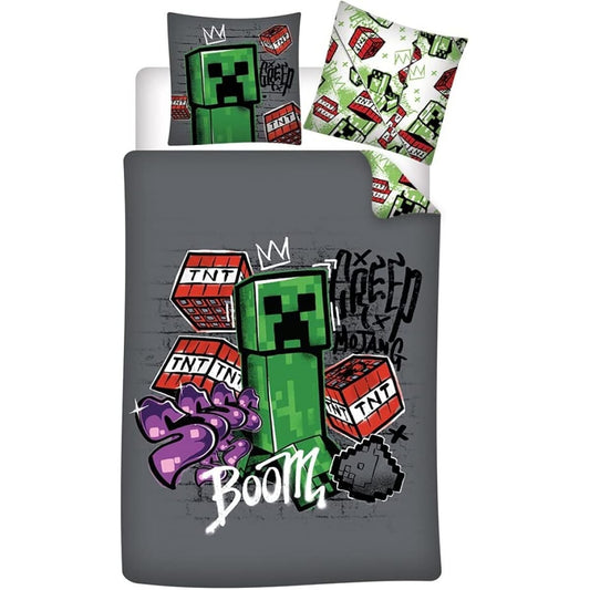 Minecraft Creeper Single Size Duvet Cover + Pillowcase Set 0941 [Parallel Import]