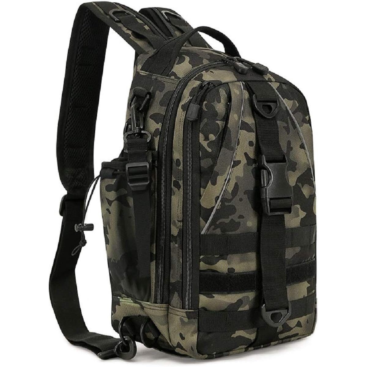 PHOENIX IKKI 3WAY Multi-Pocket Large Capacity Camouflage Pattern Fishing Tool Storage Bag Fishing Bag Tackle Bag Fishing Bag Fishing Bag Fishing Rod Case Shoulder Bag Backpack Rucksack Black Camouflage