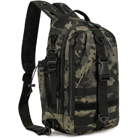 PHOENIX IKKI 3WAY Multi-Pocket Large Capacity Camouflage Pattern Fishing Tool Storage Bag Fishing Bag Tackle Bag Fishing Bag Fishing Bag Fishing Rod Case Shoulder Bag Backpack Rucksack Black Camouflage