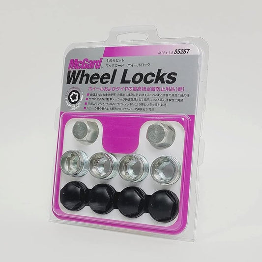 McGard Premium Lock Nut Penetration Type Black Cap Spherical M14 x P1.5 Total Length: 22.6 Wrench Diameter: 19 MCG-35267