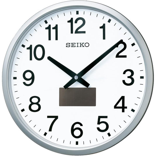Seiko Clock Wall Clock Office Type Hybrid Solar Radio Wave Analog Silver Metallic SF242S