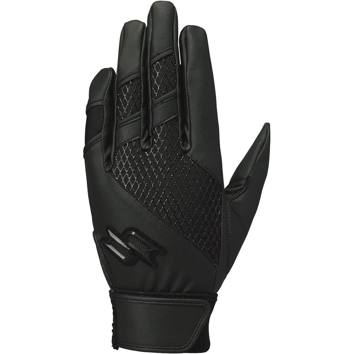 SSK Baseball Batting Gloves Compatible with High School Baseball, Both Hands EBG3003W Black L