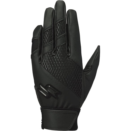 SSK Baseball Batting Gloves Compatible with High School Baseball, Both Hands EBG3003W Black L