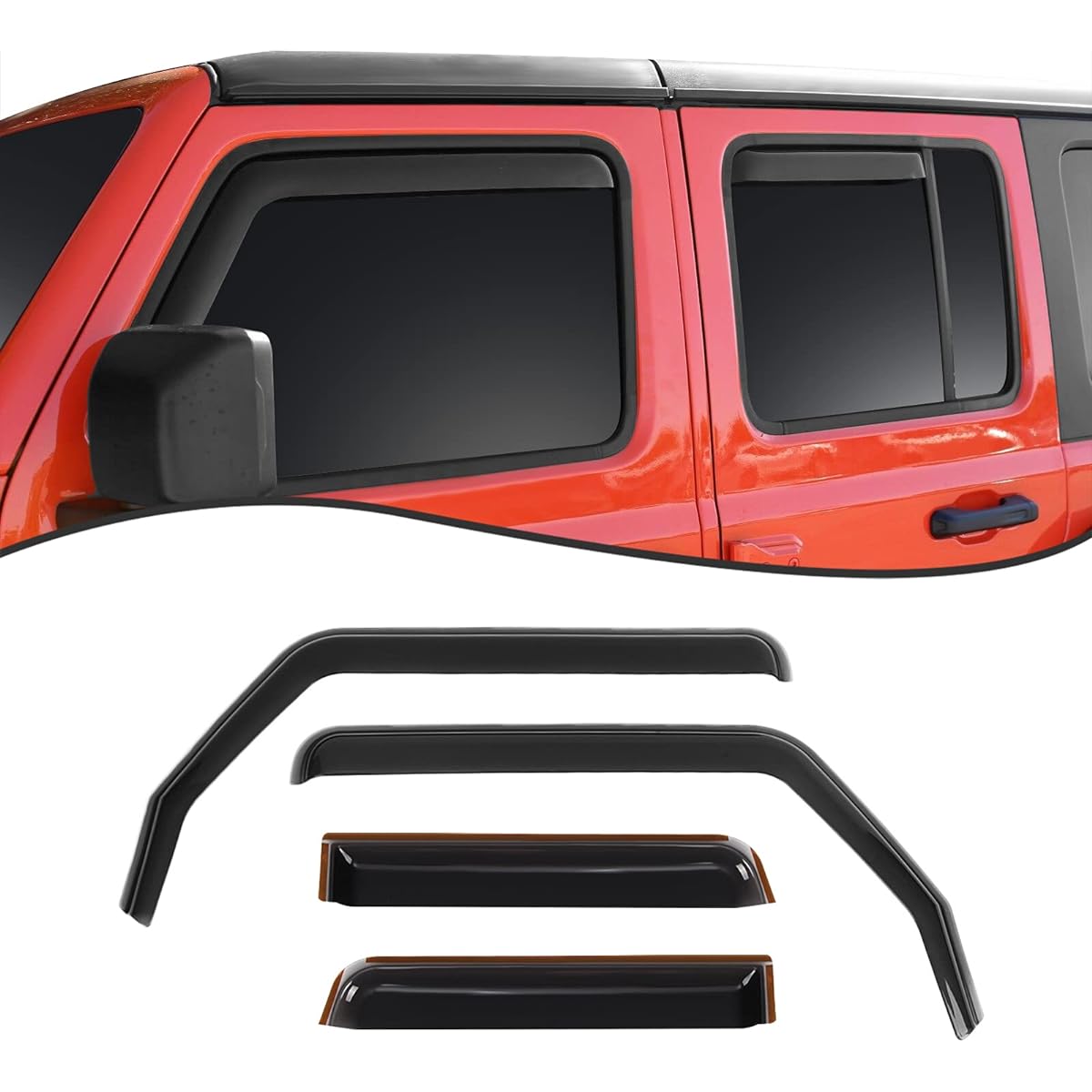 PARTOL Wind Window Dowlector JL Window Visor Geep Langler JL 2018 2018 2018 2020 Unlimited 4 Door Sunrain Wind Shade Vent Vizer Inchannel Window Inguard