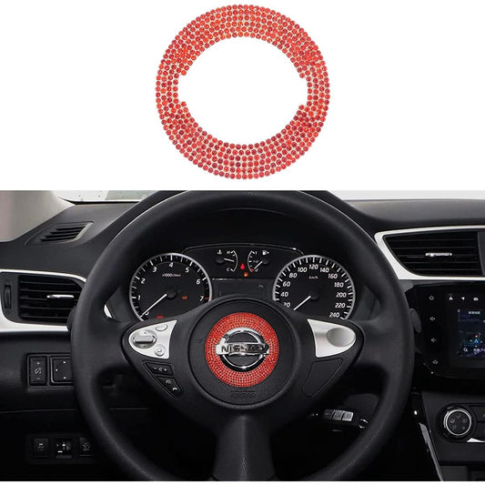 TopDall Bling Steering Wheel Crystal Shiny Decal Decorative Cover Sticker Ring for Nissan