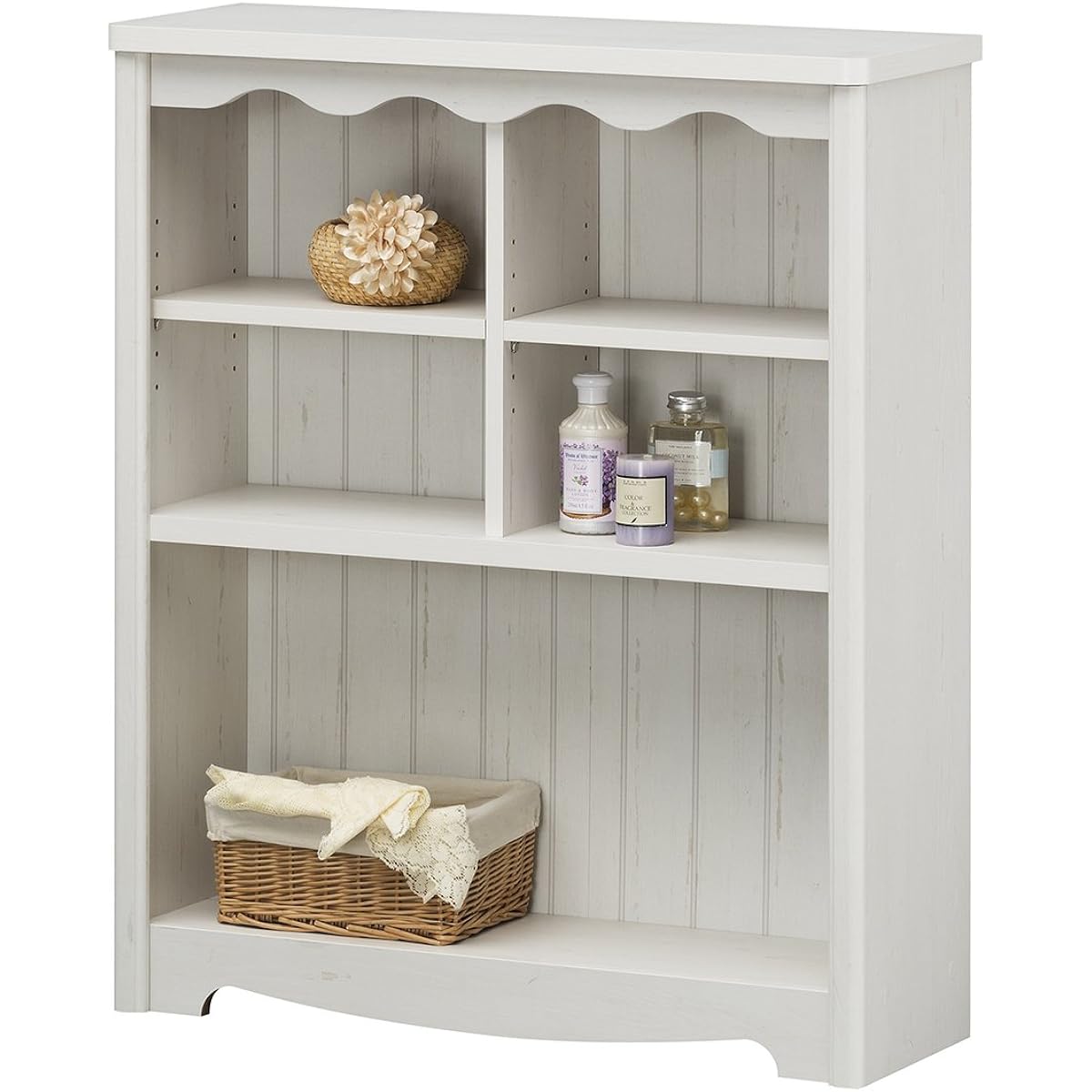 Shirai Sangyo The soft curve of the top plate decoration is elegant The white painted seat with a shabby feel is cute White White wood grain Width 74.4 Height 89.3 Depth 26.8 cm MCN-9075 Mon Cherine
