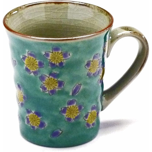 Kutani ware [Mug] Green cherry blossom heart [Back picture]