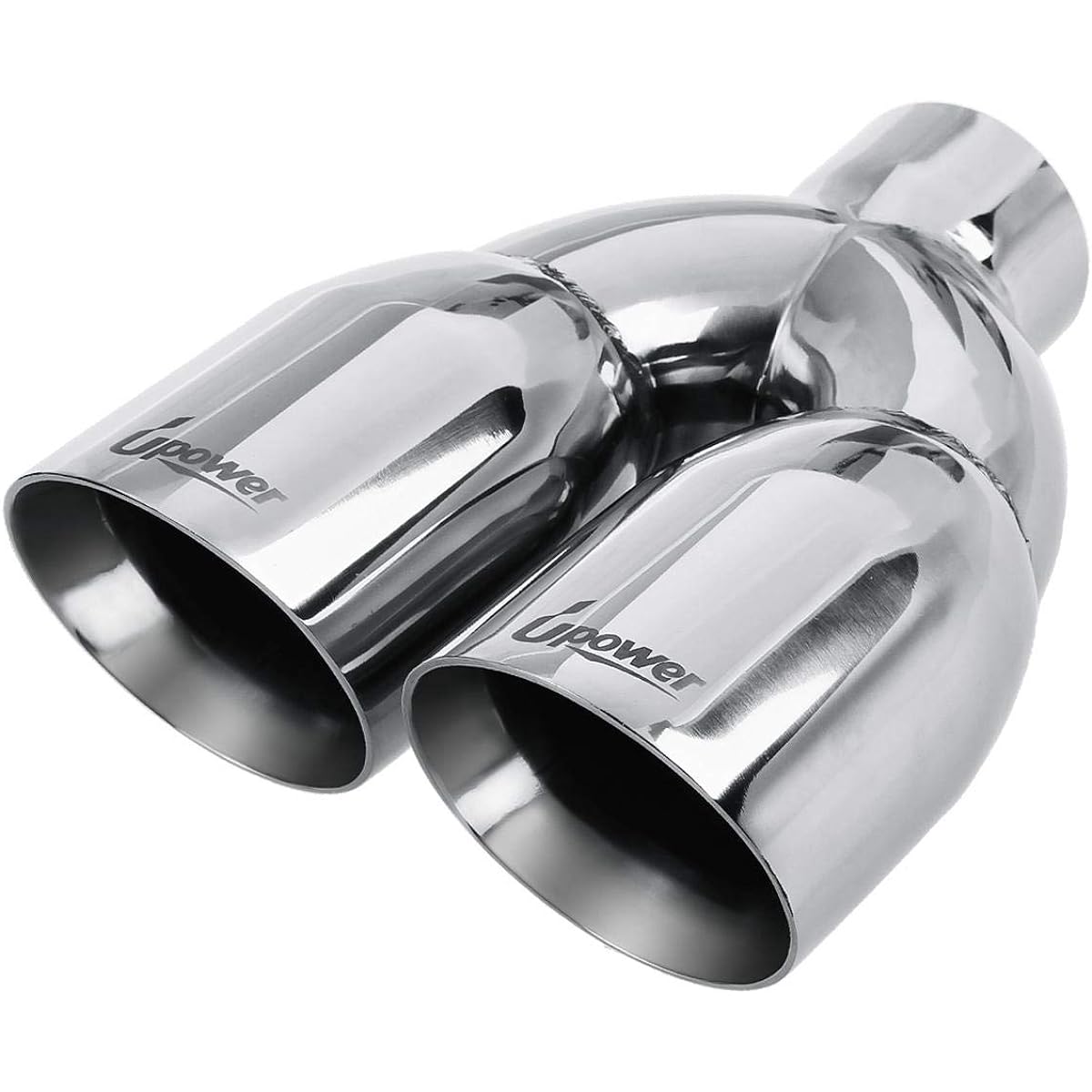 UPOWER 2.5 inches to 3.5 inch dual exhaust tip 2 1/2 inch inlet 3 1/2 inch outlet 9.5 inch glossy stainless steel exhaust tip tip thickness 1.2mm double wall tilt edge car truck