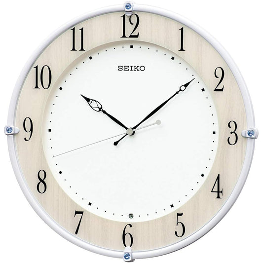 Seiko Clock Wall Clock Natural Radio Analog Maple Wood Grain Body Size: 30.7 x 30.7 x 4.9cm KX242B