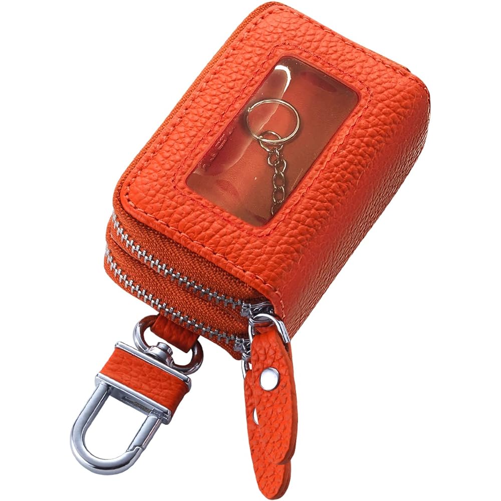 [AWESOME] Smart key case double zipper type with clear window Orange ASK-CMW001