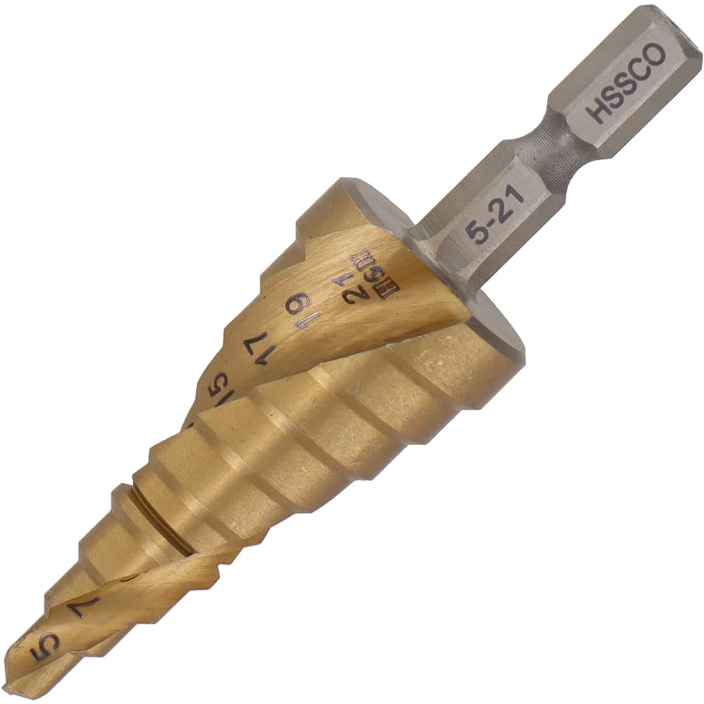 Sankyo Corporation H&H Spiral Type Titanium Coated Step Drill Cobalt High Speed Steel 9 Steps 5-21mm STP-11