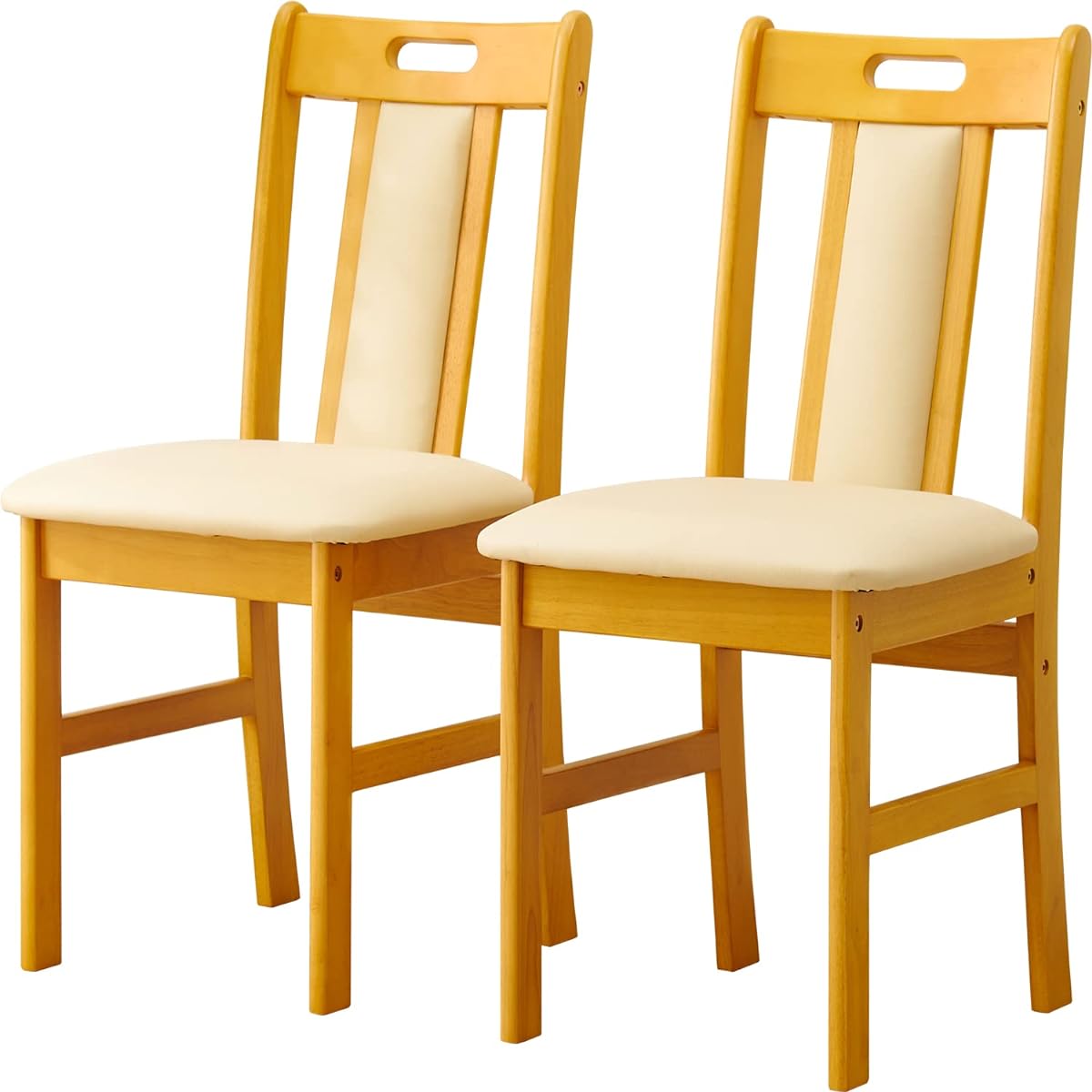 Hagihara Dining Chair Set of 2 Wooden with Cushion Modern Width Depth Height Natural 2 VC-7480NA