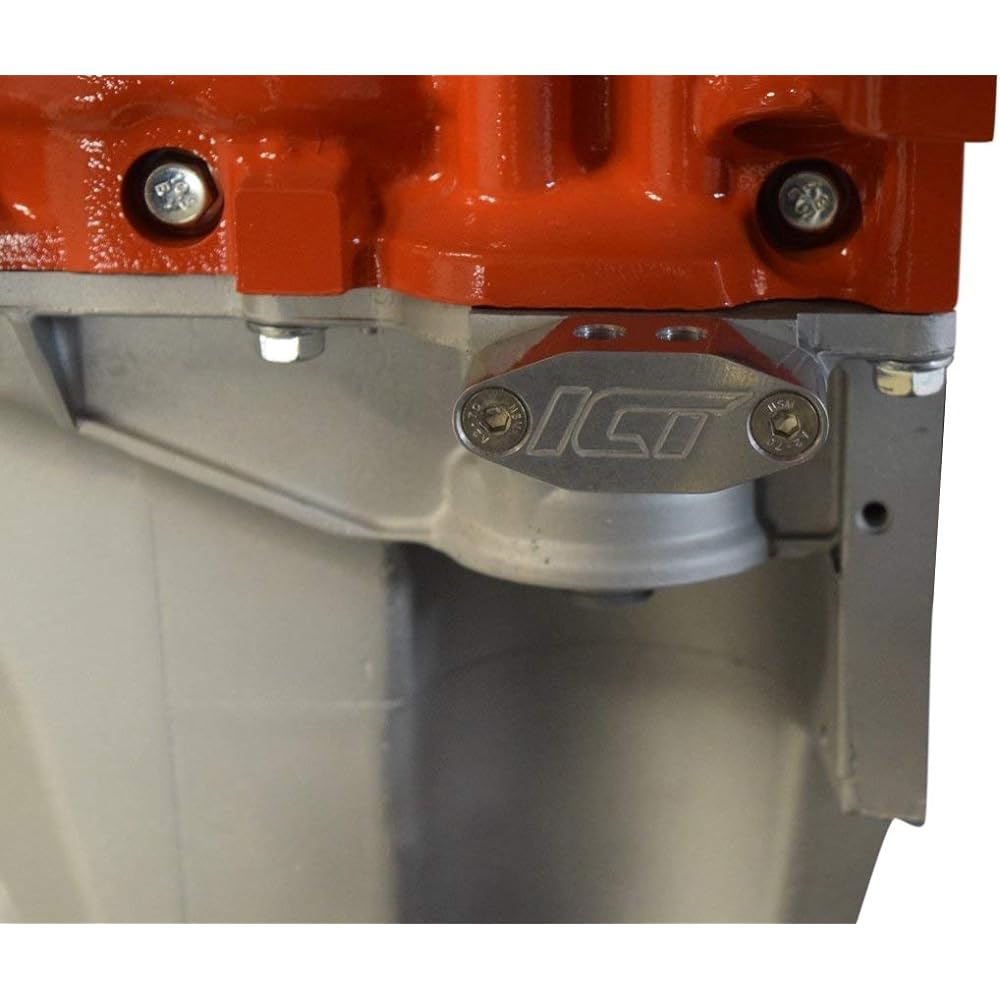 ICT Billet LS Twin Turbo Dual 90 degrees 1/8 inch NPT Oil Feateline Adapter Plate LS1 LSX Kit Port LS3 Right angle Billet Plate Supplied Sensor cover 551533