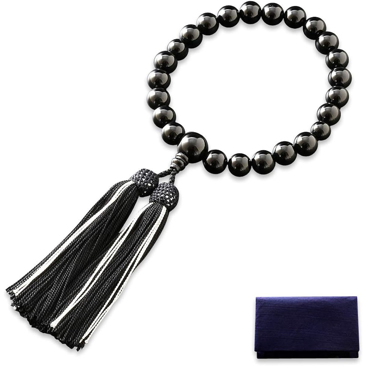 Kyoto Buddhist Altar Hayashi Prayer Beads for Men Pure Silk 2 Colors Head Tassel Black Onyx [Prayer Bag Set] M-039 Onyx Kyoto Prayer Beads Funeral Can be used by all sects