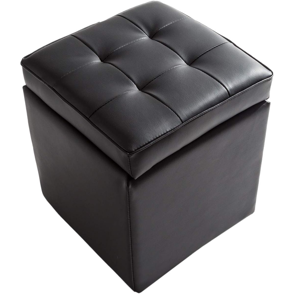 System K Storage Stool, Storage Bench, Cube Box, Load Capacity 90kg, Integrated Lid, Complete Product, Black, 1 Seater