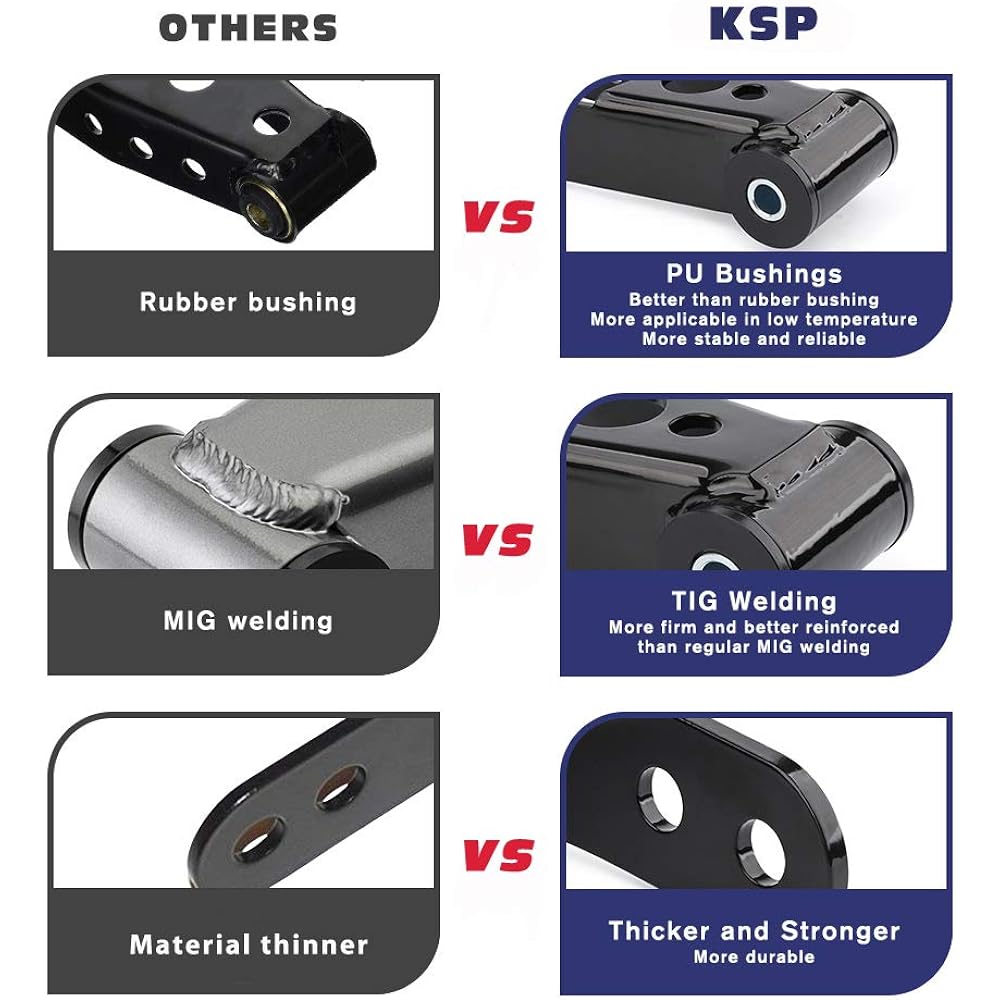 KSP Rear Ring Shackle Kit 1 inch-2 inch Adjustable Solid Steel Drop Kit Silverad 1500 1999-2019 2WD 4WD 4X4 6-Lug