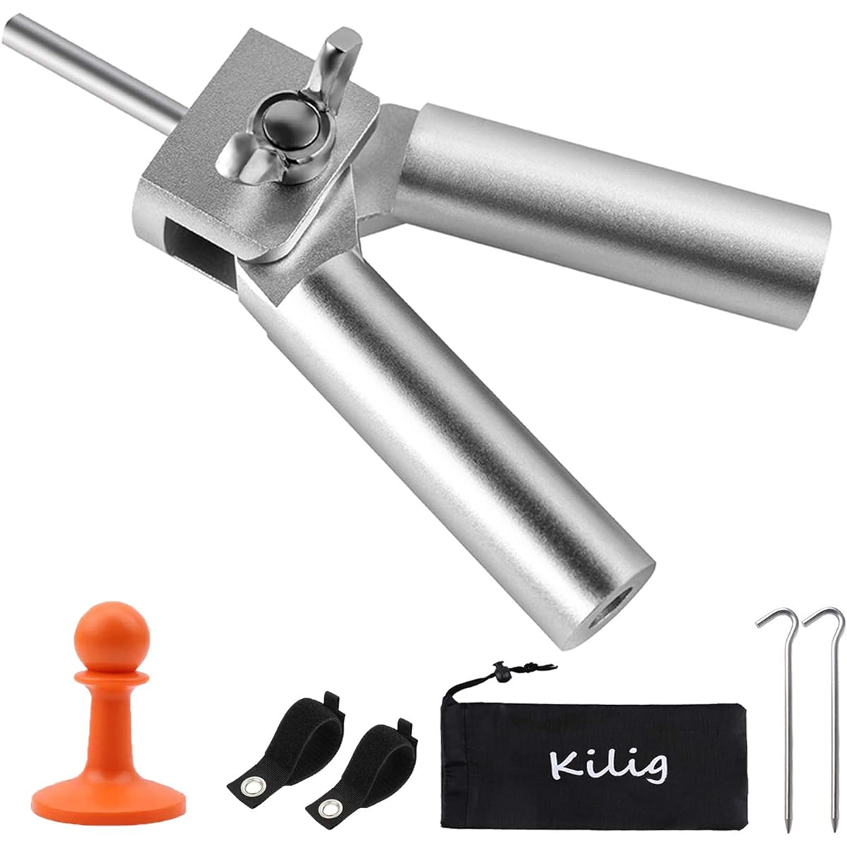 Bifurcated Parts A6061 Aluminum Alloy Angle Adjustable Futamata Pole Tarp Bifurcated One Pole Tent Two Pole Tent Tipi Tent Lantern Hole Easy Lightweight Pole End Lock/Peg/Pole Fixing Belt/Storage Bag Included