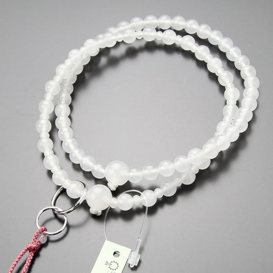 Nenju dot com Jodo sect prayer beads for women, 8 cm, white onyx, Bontenbo, Kyoto prayer beads, Kyoto recitation, white onyx, 8 cm, 102550040 Prayer beads bag free!