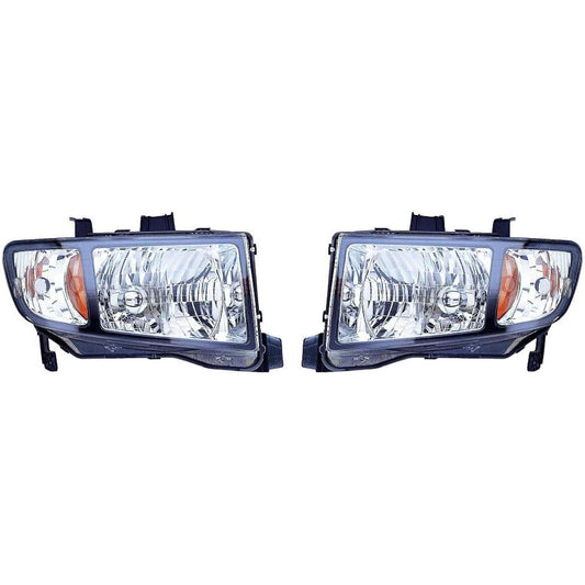 Honda Ridge Line Headlight Assembly 2006 2007 2008 Pair driver and passenger seat side | Black housing | CAPA certification | HO2502128