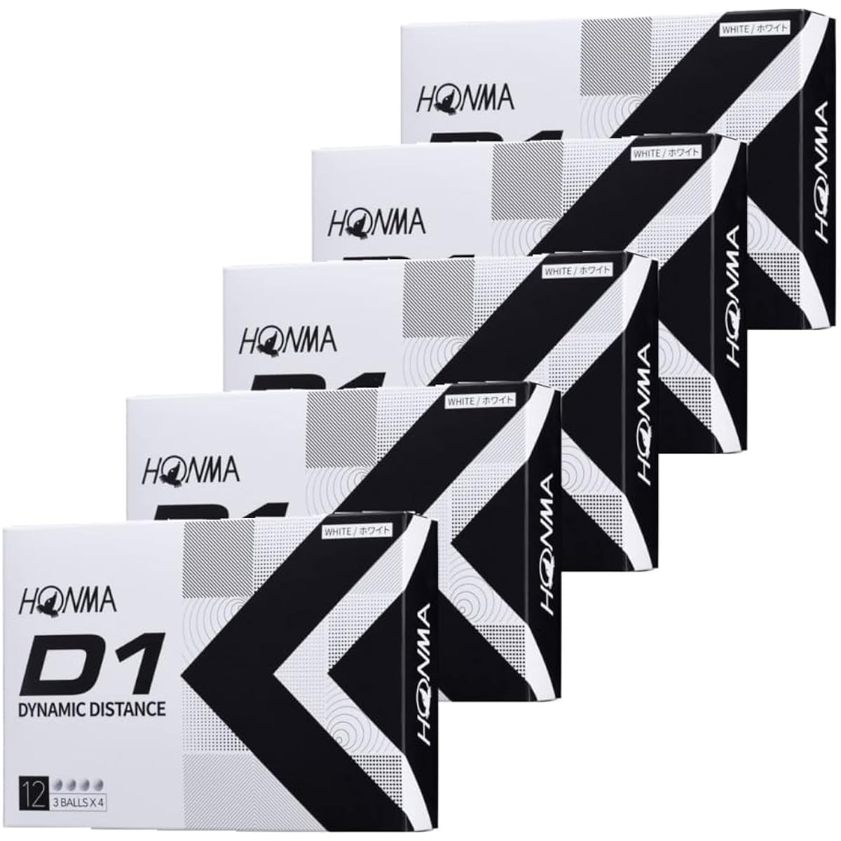 Honma Golf HONMA D1 Golf Ball 5 Dozen Set (60 Balls) BT2201 2022 Model Flying Distance Color: White