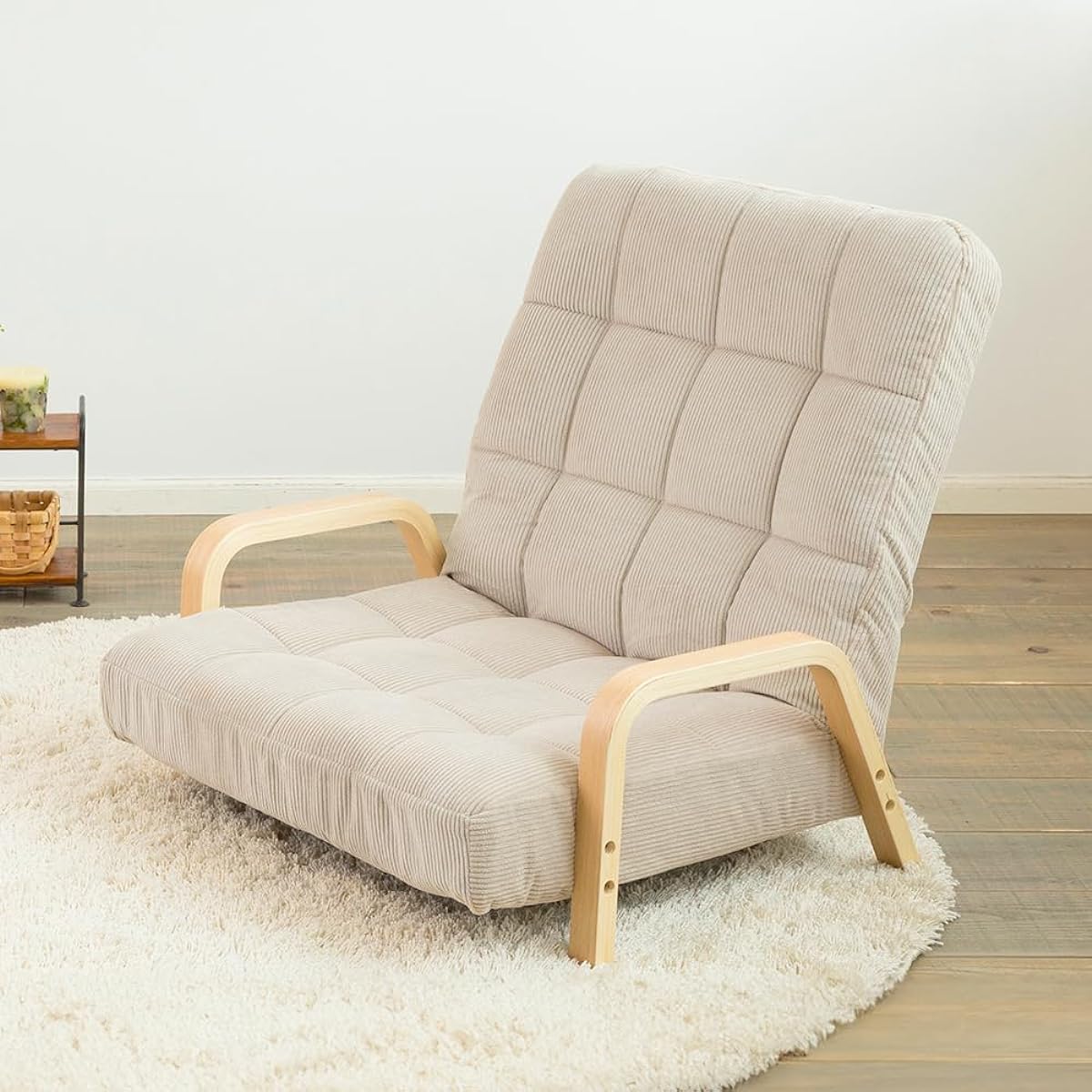 IRIS OHYAMA Wood Armchair LW Size Seat Recliner Wide Loose Connectable Sofa 6-position Reclining Backrest Foldable Width approx. 72 x Depth approx. 63~82 x Height approx. 63~68 cm Beige WAC-LW