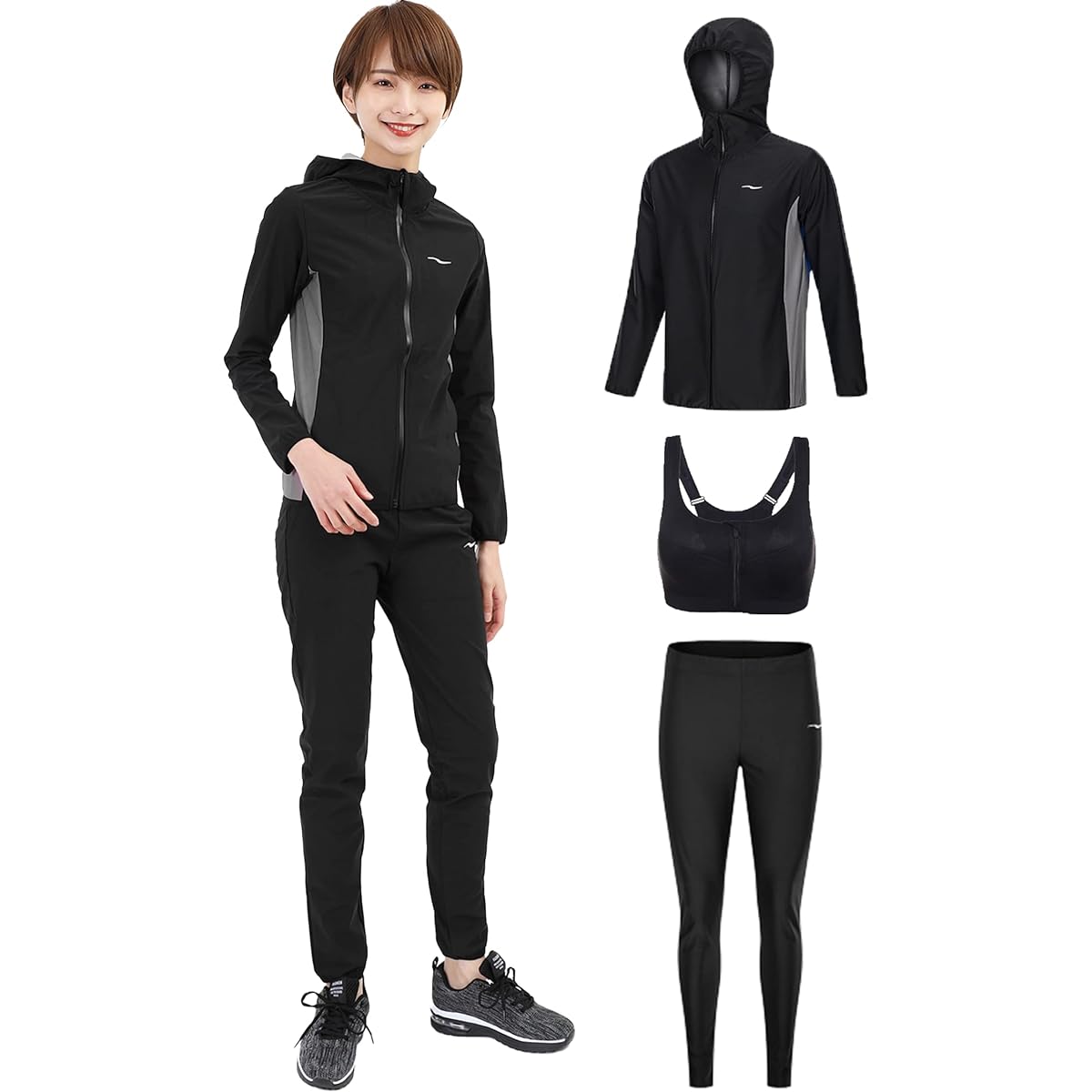 [Smarty] Used by World Representative Players, Sauna Suit with Video, Women's Pro Diet, 3 Piece Set, Washable, Heavy Sweating, Running, Walking