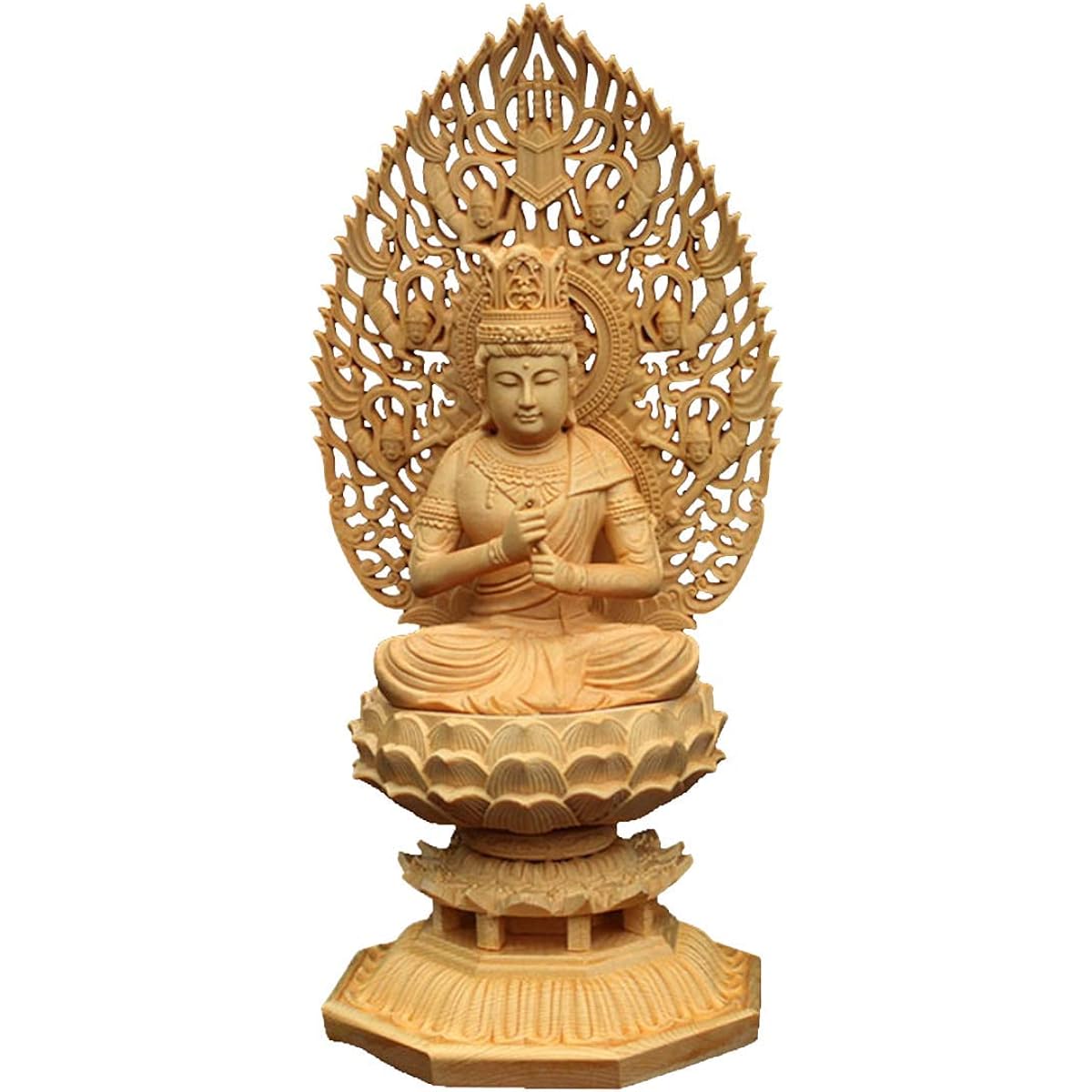 Felimoa Dainichi Nyorai Wooden Buddha Statue Wood Carving Principal Image Wood Carving Ornament Amulet to ward off evil spirits