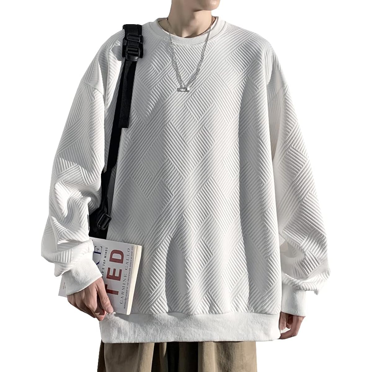 [Anzn] Sweatshirt, Men's Parka, Men's Autumn Clothing, Long Sleeve, Plain T-shirt, Cool, Large Size, Casual, Loose, Stylish, Leisure, Soft Top, Spring, Autumn, Winter Clothes