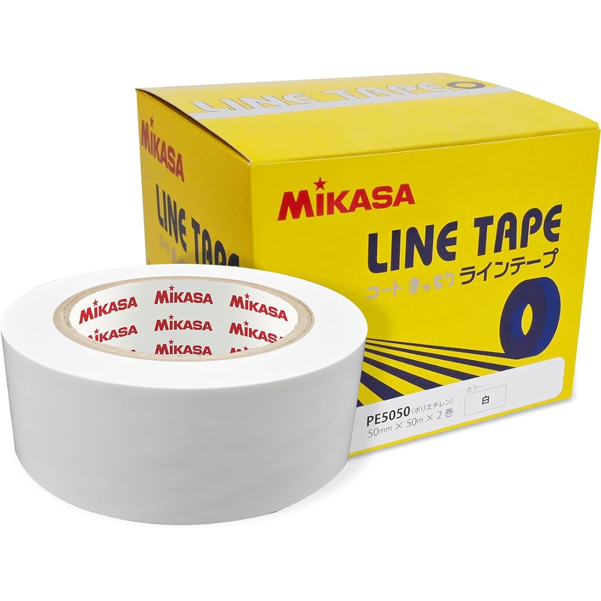 MIKASA Line Tape White Polyethylene (Non-Stretch Type) Width 50mm x 50m x 2 rolls AC-LTPE5050-W