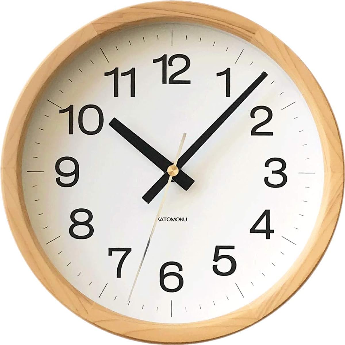 KATOMOKU Muku Clock 16 Hinoki Radio Clock Continuous Second Hand km-108HI φ220mm (Radio Clock)