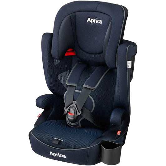 Aprica 2108590 Child & Junior Seat, Seat Belt Fixed, Air Groove AD, From Around 1 Years Old to Around 11 Years Old, Long Use, Child Seat, Drink Holder Included, Backrest Removable (Navy Supreme)