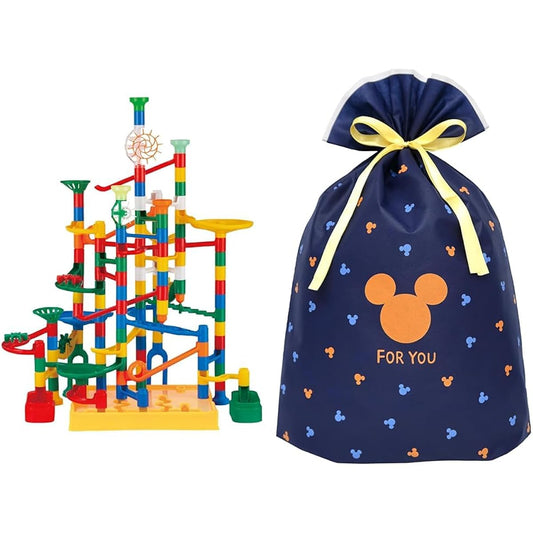 Kumon Publishing NEW Kumikumi Slope Plenty 100 25th Anniversary Limited Ball Increase Set BL-63 Educational Toys Toys 3 Years Old and Up KUMON + Indigo Disney Mickey Mitsumaru Wrapping Bag 4L For You Navy DG956