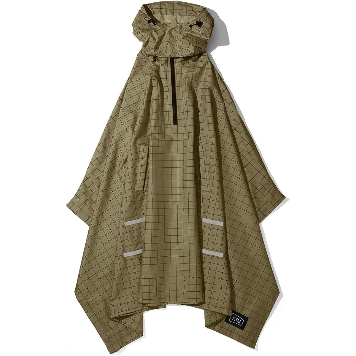 [2022] KiU Bicycle Glowing Reflective Print Heavy Rain Compatible Storage Bag Bicycle Poncho Type.A [VISIBLE GRID] Visible Grid Khaki K203-246