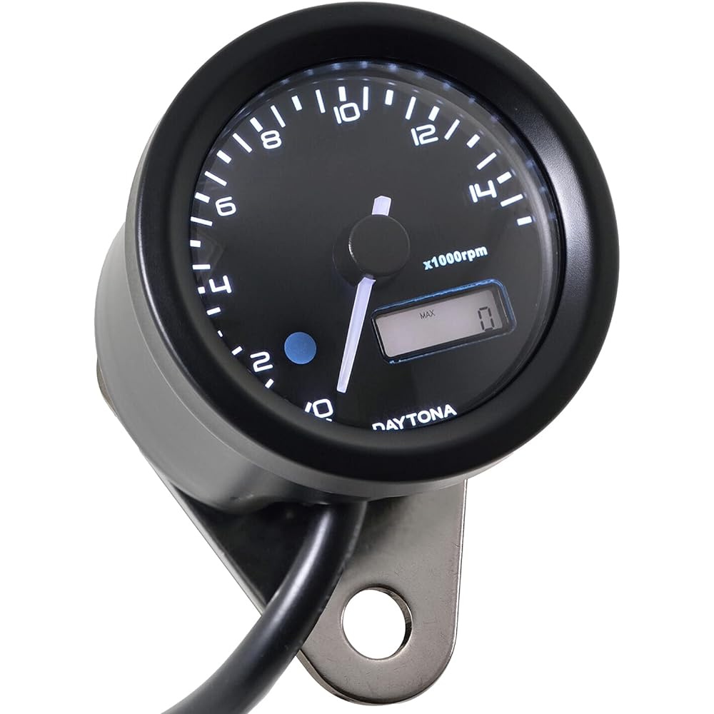 Daytona VELONA Motorcycle Electric Tachometer Black Body/3 Color LED φ48 15000rpm Display 22005
