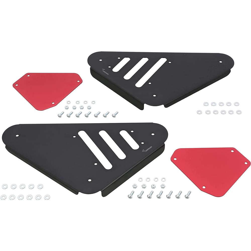 KITACO Side Cover Set 2 Piece Type Aluminum Anodized Finish Black/Red GROM 615-1452020