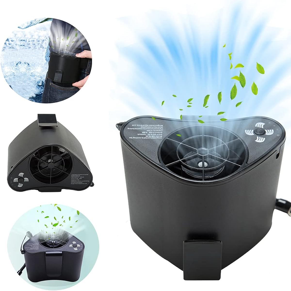 SEECORE Rechargeable Belt Fan, Super Strong Wind, Black, Portable Fan, Built-in 10000mAh Battery & Sitting Fan, Emphasizes Lightness, Work Clothes Fan, Heat Stroke Prevention