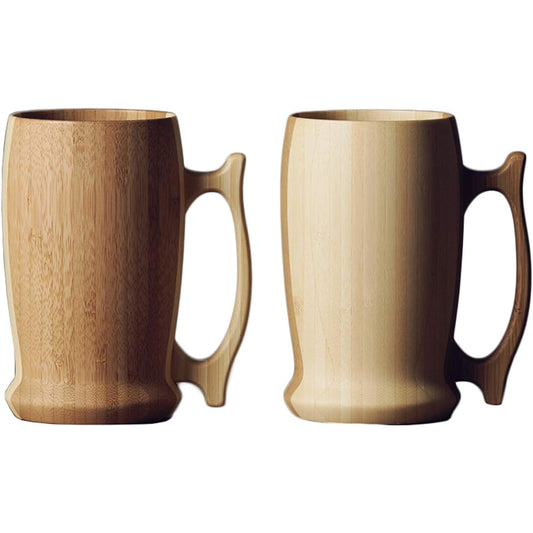 RIVERET Beer Mug Beer Stein 500ml Pair Set Dishwasher Safe White/Brown RV-204WB