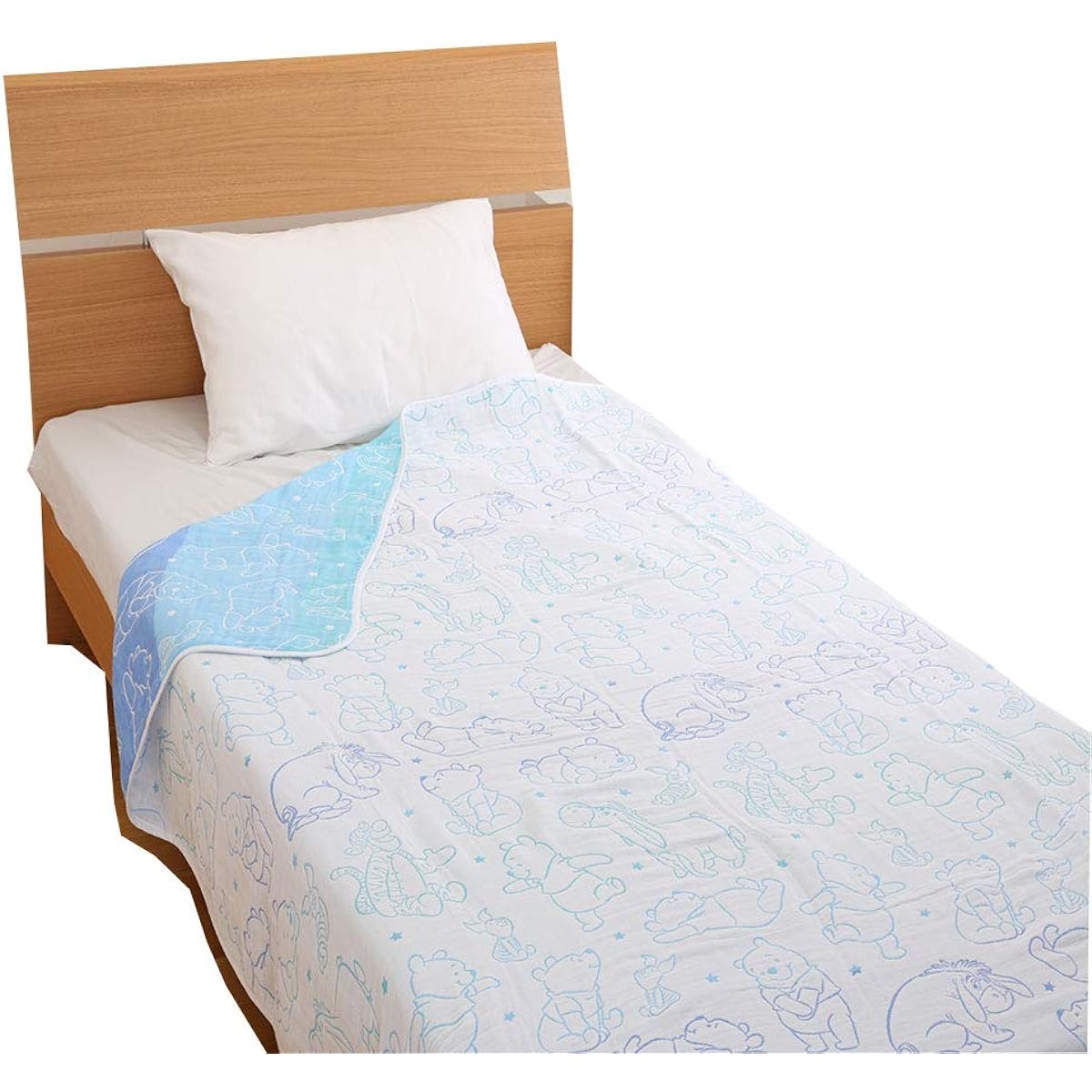 Disney 6-layer Gauze Blanket Showa Nishikawa Disney 100% Cotton (Winnie the Pooh Blue, Single 140×190cm) 2230352650303…