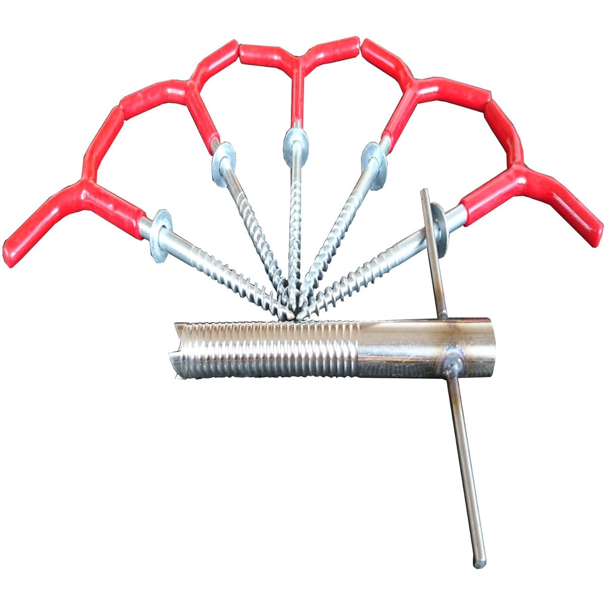 UTST ice peg set of 5 with 1 ice drill, smelt fishing, stable, tent, fixed, rod holder, etc.