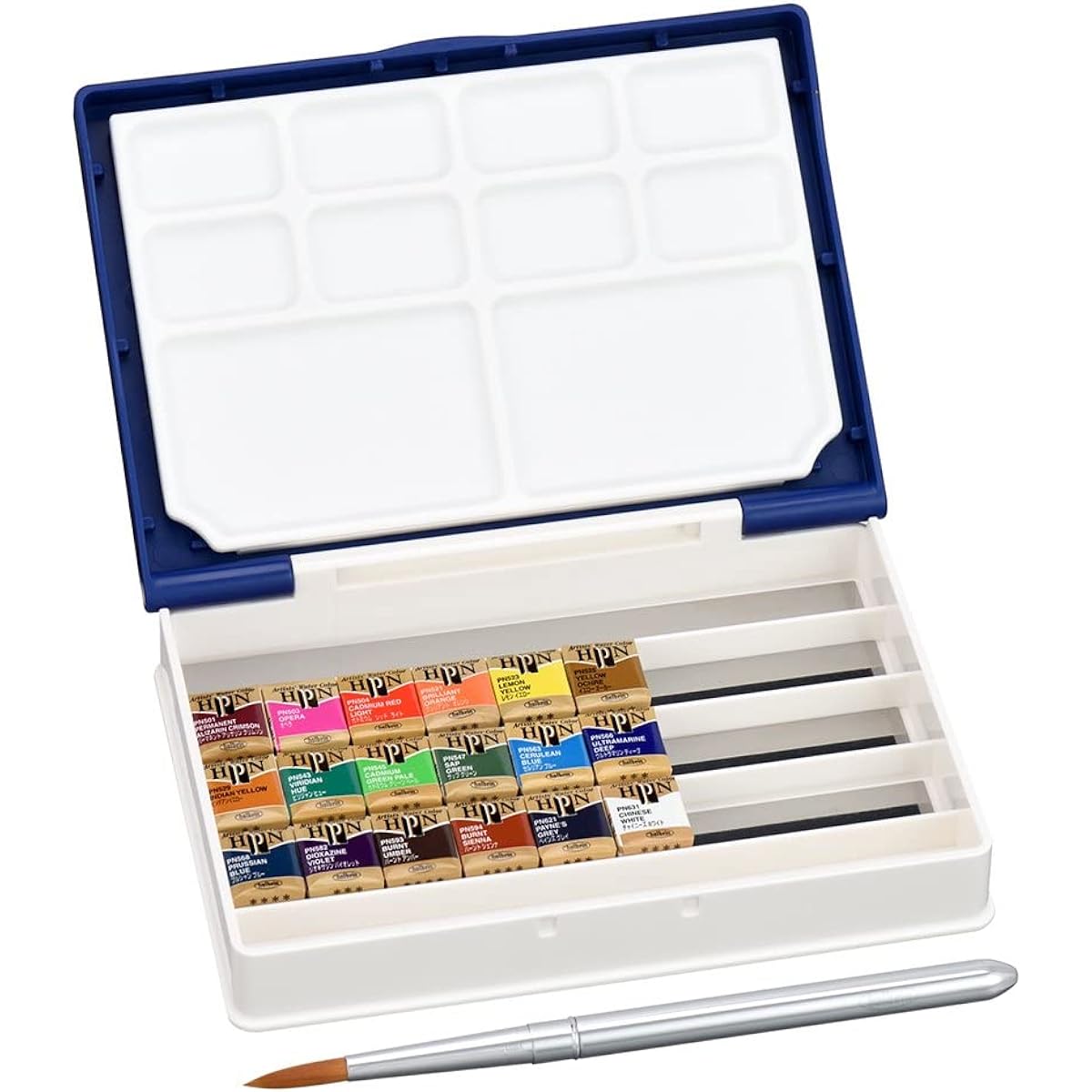 Holbein Solid Watercolor Paint Artist Pan Color PN694 18 Color Set (Palm Box Plus) 02694