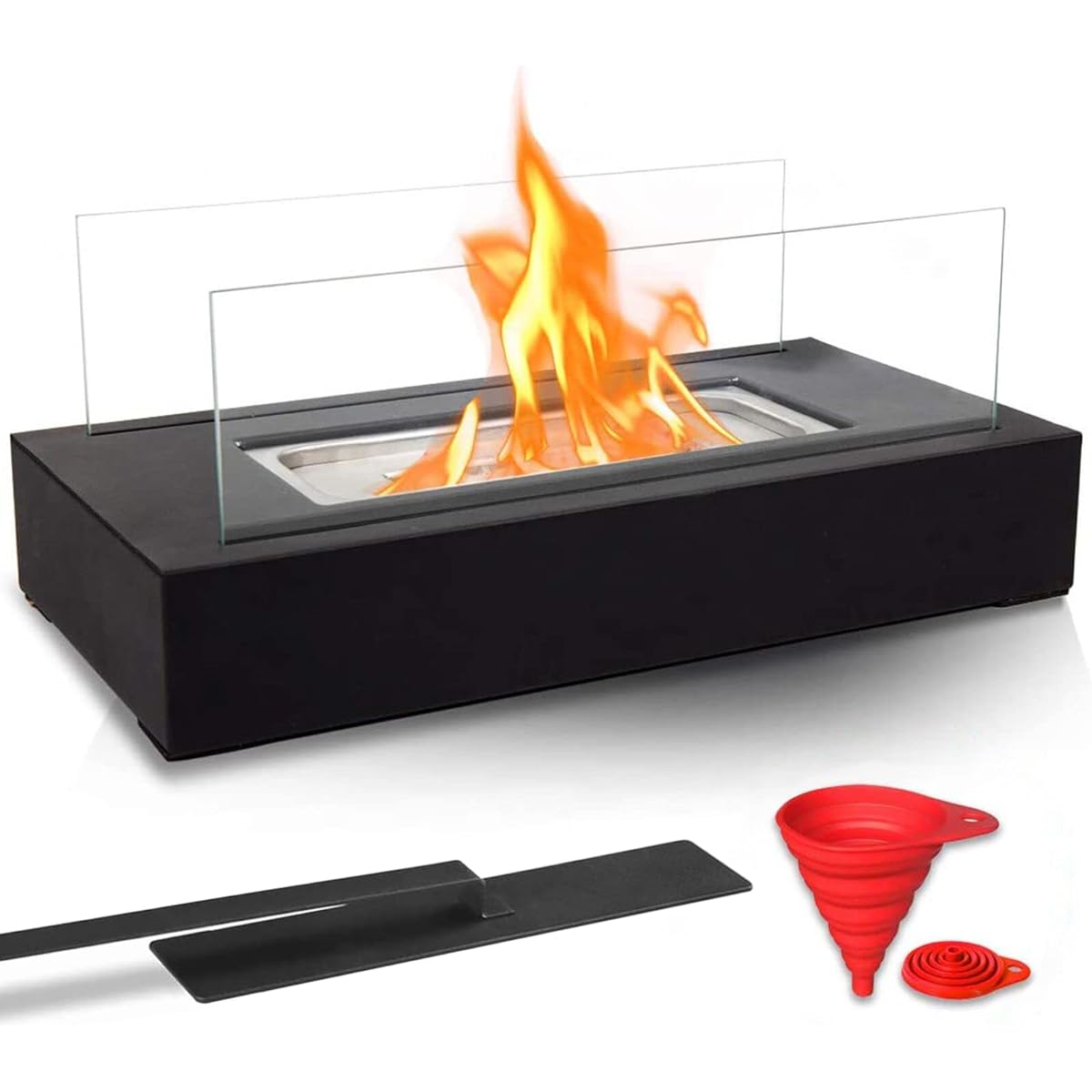 BRIAN & DANY Bioethanol Fireplace Portable Tabletop Fire Bowl Pot Burner for Indoor 34 x 17.5 x 16cm