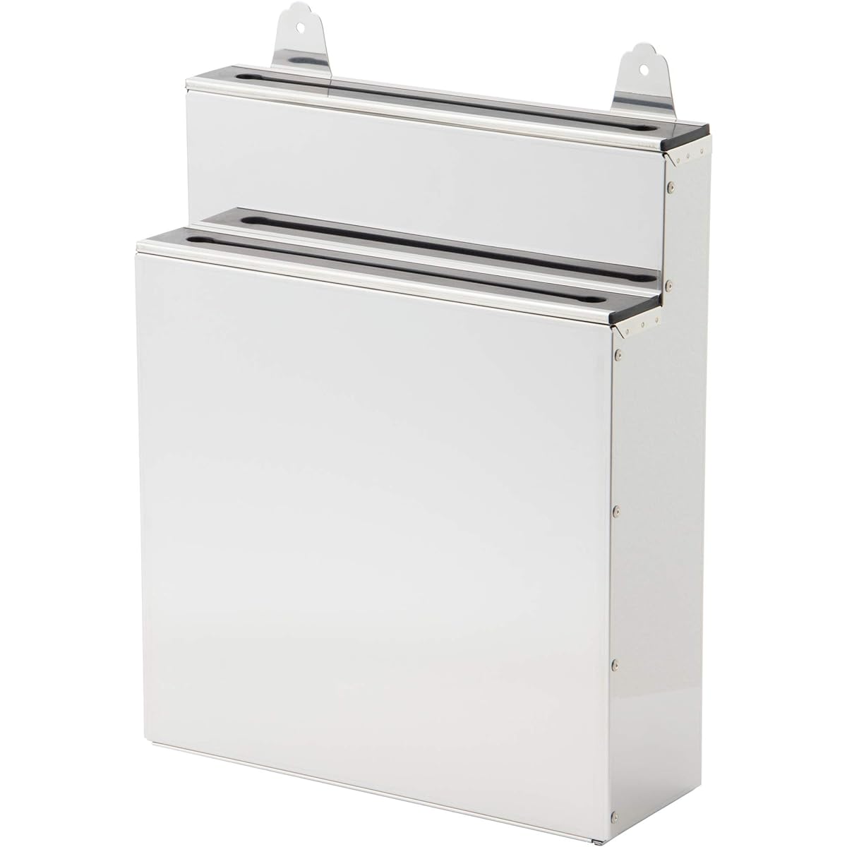 Endo Shoji TKG Knife Holder, Stainless Steel, Small, 2 Tiers, Comes with nailed fixing rubber plate, Width x Depth x Height (mm) 230 x 100 x 370, Simple and Easy to Use, Removable Bottom Plate, Hygienic, Commercial Use AHU26003