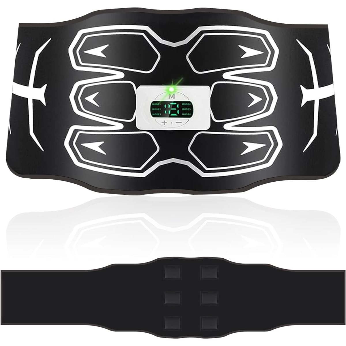 [2024 Upgraded Version] EMS Abs Belt, No Gel Sheet Required, 6 Abs Pads, Just Spray Water, 6 Modes, 15 Levels of Intensity, LCD Display, USB Rechargeable, Abs Training Equipment, Adjustable Belt Size, Unisex, Japanese Instructions