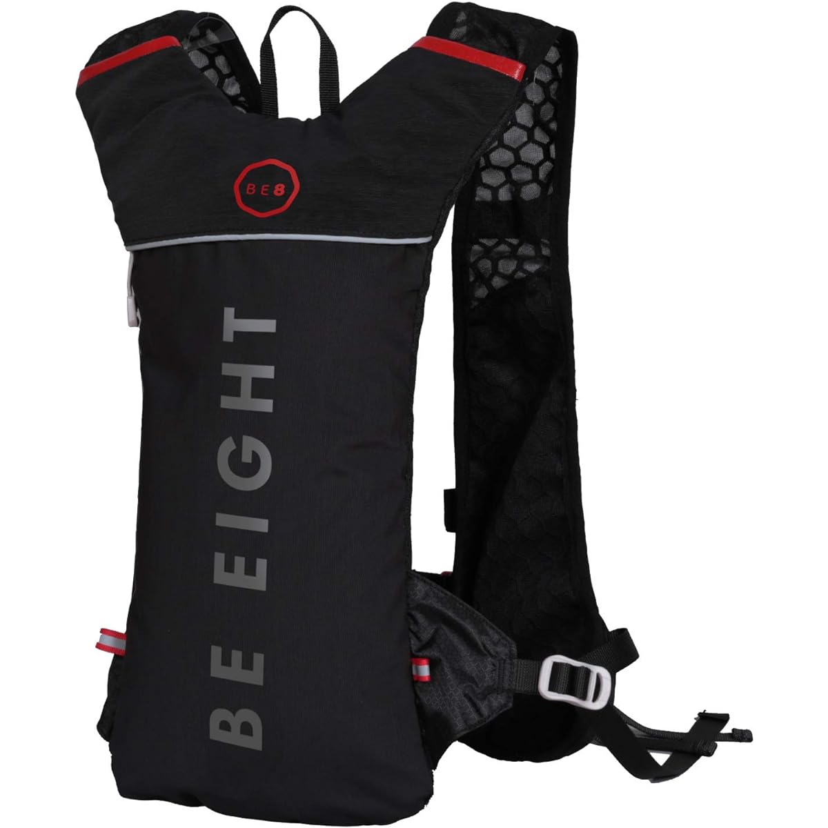 BE8 Running Backpack Sports Ultra Light 230g Light Reflective Breathable Waterproof 5L (Black)